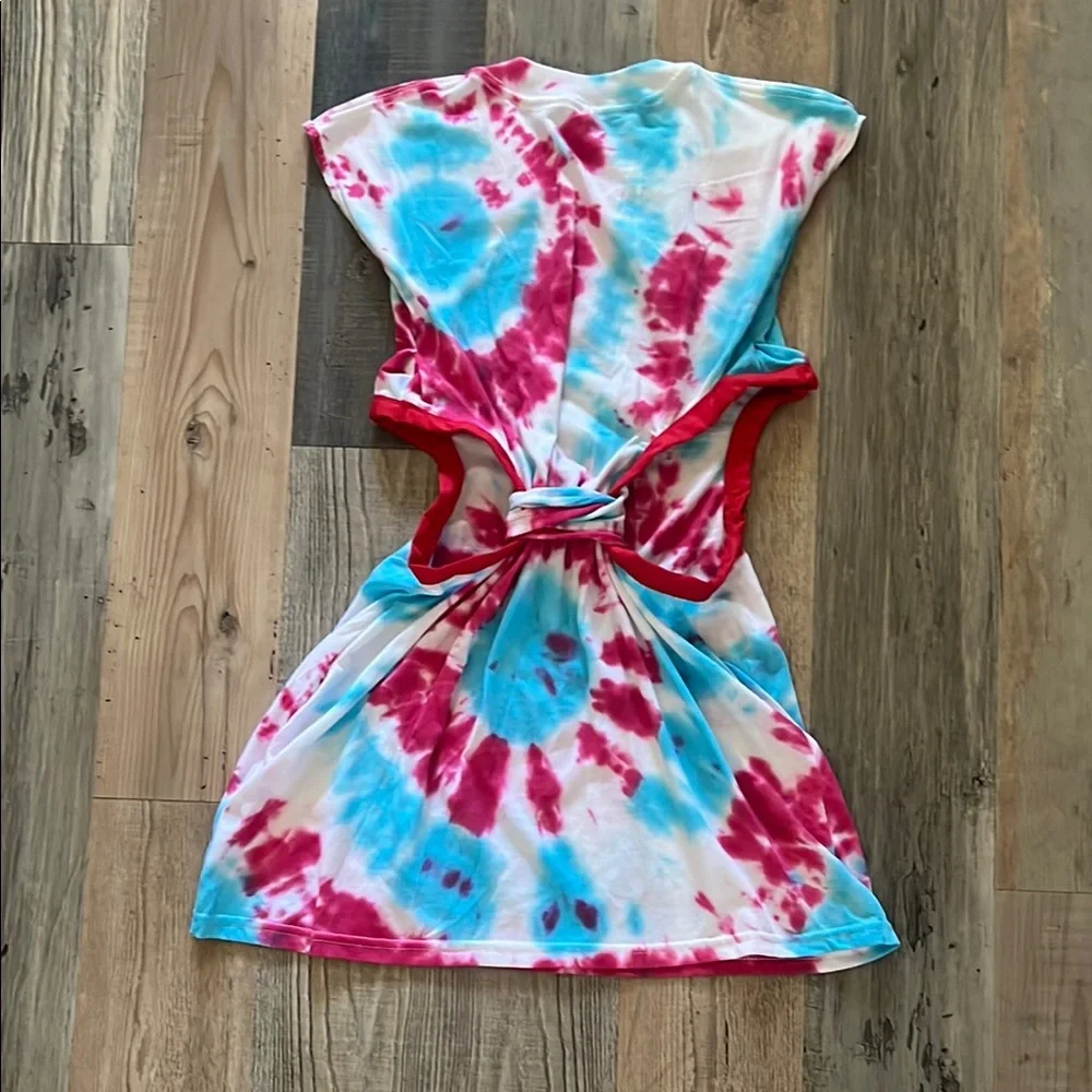 Upcycled / Reworked Handmade Tie Dyed T-Shirt Dress w/ Side Cutouts Size: XS